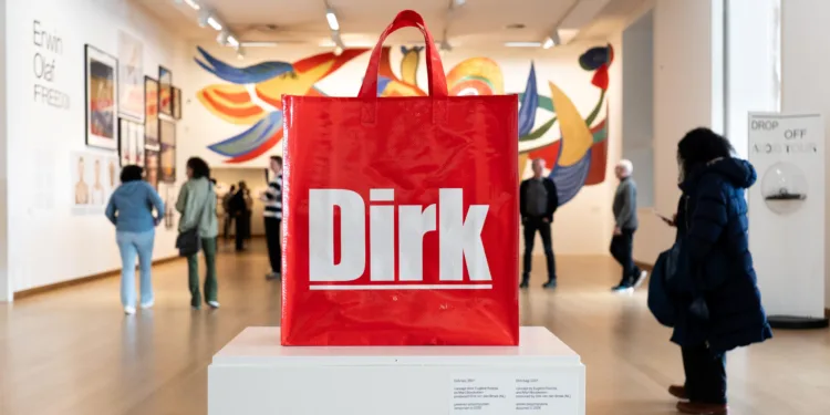 Edgy red Dirk shopping bag gains place in Stedelijk Museum