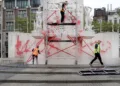 National war memorial in Amsterdam daubed with red paint